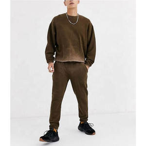 Ropa de calle de moda para hombre, traje unisex de gran tamaño con lavado de piedras blancas - Product Image 2