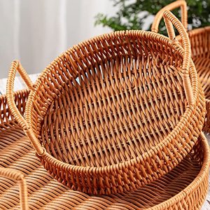 Set of 3 Rattan Baskets Exclusive Quality Modern Design Perfect for Food Serving and Stylish <b>Kitchen</b> <b>Trays</b> - Product Image 5