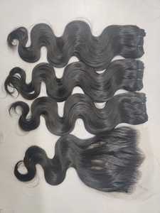 Mèches de cheveux humains 100% naturels, Super qualité, Body Wave, bouclés et avec fermeture de trame, 4x4 et 5x5, pleine longueur - Product Image 4