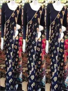 ผ้าส่าหรีดีไซน์ใหม่ล่าสุดชุดปาร์ตี้งานแต่งงานสตรีชุดผ้าไหมผ้าจอร์เจียปักลายส่าหรีกับเสื้อสตรีชนเผ่า - Product Image 3