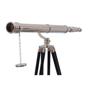 Telescopio náutico de latón Astro Spyglass Telescopio de pie con soporte de trípode de madera Telescopio cromado - Product Image 1