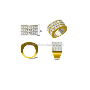 Anillo de Compromiso o Matrimonio Personalizado con Diamantes de Corte Brillante Redondo Cultivados en Laboratorio, Estilo Hip-Hop, Chapado en Oro Amarillo, Certificado IGI - Product Image 1