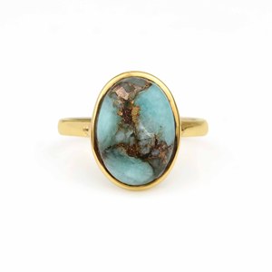 2025พลอยอมาโซไนต์ทองแดงทรงรีจากธรรมชาติแหวนเงินแท้925สำหรับผู้หญิงดีไซน์สวยคลาสสิกขายดีที่สุด - Product Image 1