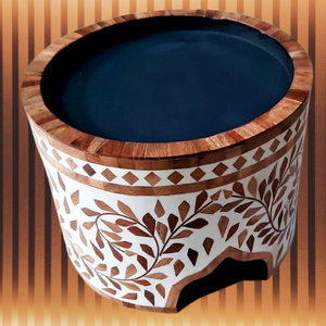 Wooden <b>Cake</b> Stand Round Shape Brown & White Color Leave Floral Design for <b>Birthday</b> Party Wedding Home Hotel Tradnary - Product Image 4