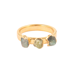 Anillo de apilamiento de cuarzo con peridoto facetado para mujer, sortija ajustable de doble capa, estilo bohemio, chapado en oro y plata - Product Image 4