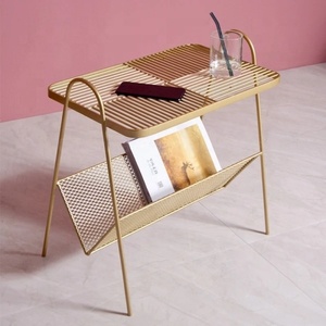 Modern Metal <b>Coffee</b> <b>Table</b> With Storage Shelf Minimalist Design Living Room Furniture Gold Finish - Product Image 1