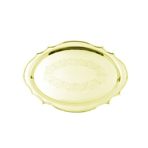 Bandeja de Servicio Metálica Ovalada, Chapada en Oro Brillante, para Uso en Hoteles, Restaurantes, Cafeterías y Servicios de Catering, Venta Caliente - Product Image 1