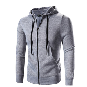 Sudadera con Capucha para Hombre, Invierno, Tejida, Antiarrugas, Antiencogimiento, Personalizada, de Algodón, Felpa, Poliéster, Negra, Lisa, al por Mayor, con Cremallera - Product Image 1