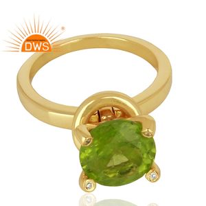 แหวนพลอยเพอริดอทสวยงาม ขายส่งเครื่องประดับ แหวนค็อกเทลเงินแท้ 925 ชุบทอง 14k คอลเลคชั่นคลาสสิก - Product Image 2
