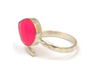 แหวนแต่งงานสไตล์โบฮีเมียนสีชมพูยอดนิยมแหวนเงินปรับได้ทำด้วยมือพลอยธรรมชาติ - Product Image 2