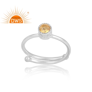 Anillo de Plata de Ley 925 con gemas de citrino, joyería con gema Natural tallada redonda - Product Image 2