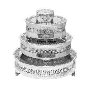 แท่นวางเค้กแบบทุบสุดหรูแบบสองชั้นชุบทองแท่นวางเค้กแฮนด์เมดสไตล์อินเดียคลาสสิก - Product Image 6