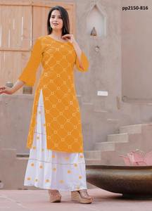 Prêt à porter Dames Broderie Travail Kurtis Dernier Design De Mode Viscose Coton Rayonne Mariages Bas Prix Costume Indien Pour Femme - Product Image 6