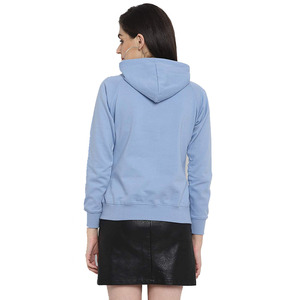 Hot Selling Pullover Ladies <b>Hoody</b> with Side Pockets Drawstring /sky <b>Blue</b> Color Full Sleeve <b>Hoody</b> - Product Image 2