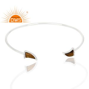 Charming Horn Tiger Eye <b>Gemstone</b> <b>Bracelet</b> Fine Sterling 925 Silver Designer Cuff <b>Bracelet</b> Jewelry Supplier Classic Collection - Product Image 2