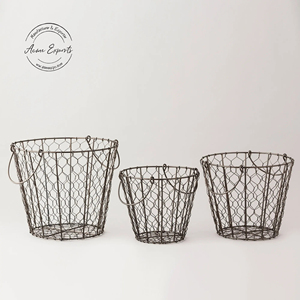 Ensemble de paniers de rangement rustiques en fil métallique, design robuste avec poignées, organisateur polyvalent pour cuisine, garde-manger, salle de bain, décoration intérieure - Product Image 2