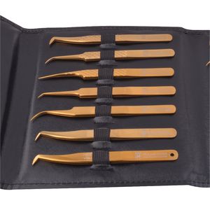 Kit de pinces à cils, outils pour maquillage, faux-cils, avec étui en cuir, set de 1, 14 pièces - Product Image 4