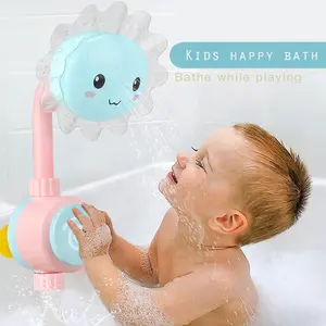 Grosir bak mandi bayi mainan bebas-2020 Hot Baru Bunga Matahari Baby Shower Set Tahan Air Plastik BPA Gratis Mainan Mandi Bak Mandi Permainan Mainan Semprotan Air Mandi mainan