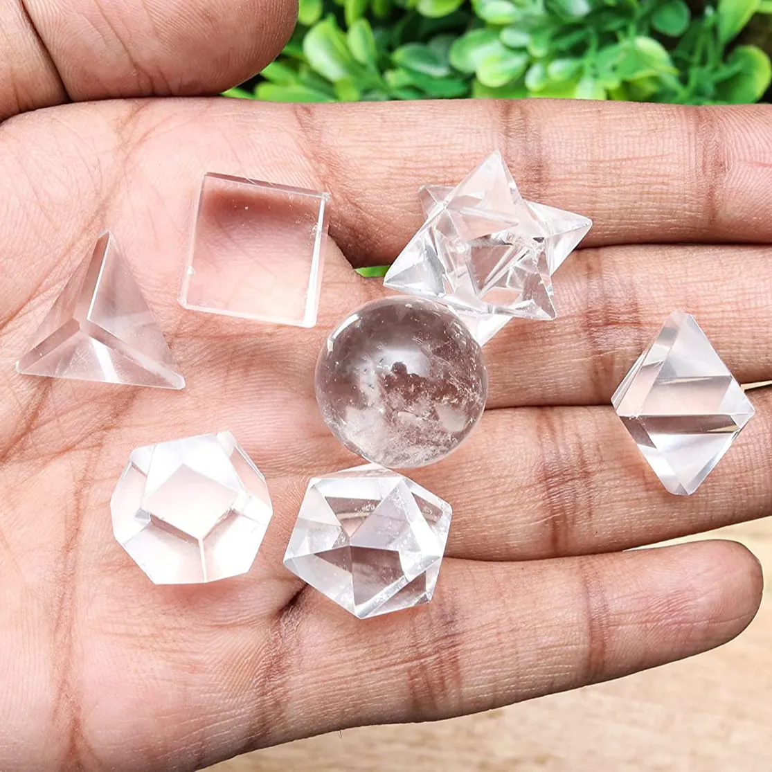 Cristal de cuarzo transparente platónico sólido, conjunto de Geometría Sagrada, cristales curativos, Gema de meditación Reiki, piedras minerales, terapia de piedra
