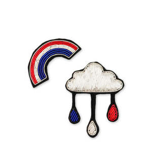 เข็มกลัดรูปเมฆสายรุ้งขนาดเล็ก งานปักมือจากผ้าไหมอินเดีย ลายการ์ตูน - Product Image 1