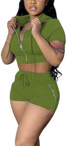 Chándal de diseño personalizado para mujer, ropa deportiva de moda, conjunto de dos piezas, chándales lisos de algodón - Product Image 2