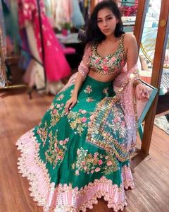 Beautiful Stylish Indian/Pakistani Style Chiffon Lehenga Choli <b>Dress</b> Floral Embroidery for Wedding Party Wear-Floor-Length 2019 - Product Image 1