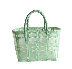 Hot Sell Best Women Clear PVC Handbag Transparent Tote Bolso Cadena Beach Handbag Transparent Plastic Woven Bag