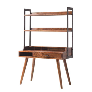 Mesa de madera con soportes de almacenamiento de 4 niveles, mueble de oficina moderno con altura, para ordenador y oficina - Product Image 1