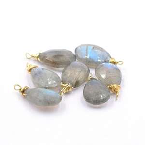 Labradorita forma de pera 925 Starling plata bisel chapado en oro colgante hecho a mano fabricación de joyas - Product Image 4