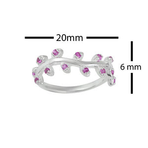 Best Seller Natural Pink Sapphire Gemstone Leaf Tree Bunch Band Sólido Puro 925 Anillo de plata esterlina Joyería fina para ella - Product Image 2