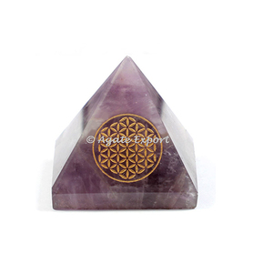 Améthyste Gravée Pierre de Guérison Pyramides-Pierre de Guérison Produit Pyramide Guérison Pierre de Cristal Artisanat - Product Image 1