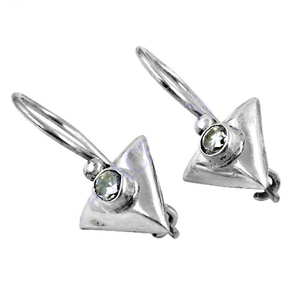 Triangle Framework CZ Silver Round Cut Cubic Zircon Gemstones 925 Solid Sterling Silver <b>Earring</b> <b>Hook</b> Jewellery Gifts - Product Image 1