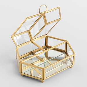 Gold & <b>Glass</b> Three Tier Jewellery <b>Box</b> - Product Image 2