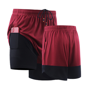 Short de course à deux étages décontracté pour hommes avec logo personnalisé OEM Respirant 100% Polyester Spandex avec poches - Product Image 2