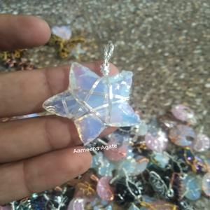 Colgante de luna creciente de obsidiana negra de la mejor calidad, alambre envuelto en cristales, luna creciente - Product Image 4