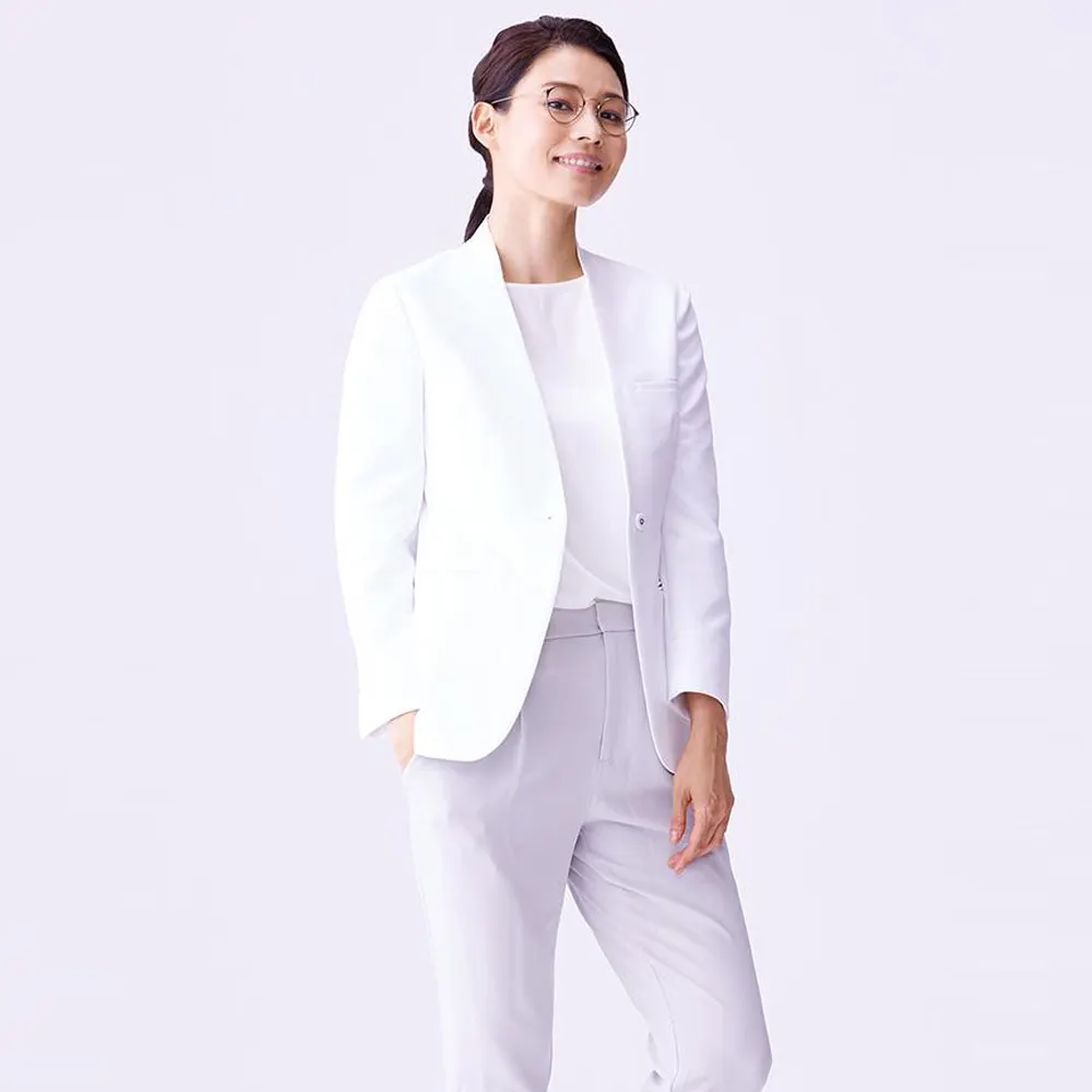 Women's Urban Jacket White stylish jacket collarless