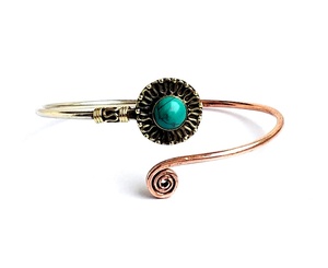 SILVER ZONE Bracelet en argent plaqué argent fait main avec pierres précieuses turquoise et motifs géométriques bohèmes pour anniversaire - Product Image 1