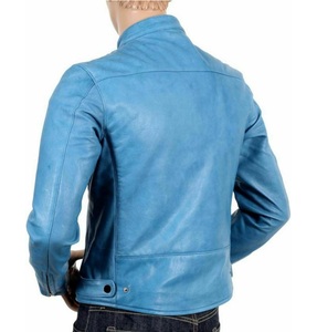 Cuir de mouton de couleur bleu ciel fermeture éclair de toutes les couleurs et cuirs fabriqués au Pakistan - Product Image 3