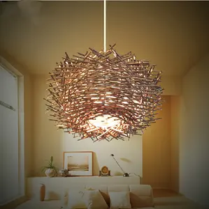 Rattan <b>Bird</b> Nest <b>Lampshade</b>, Handmade Craft PendantLight, Art Decor Lighting, Unique/ Made in Vietnam/ SISU/ RL-607 - Product Image 3