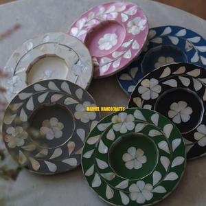 Plateau de service artisanal en bois nacre blanche, 6 pièces, plats et assiettes pour la décoration de l'aïd, cadeaux de mariage, plateaux du RAMADAN - Product Image 3