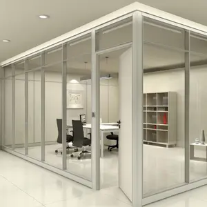Aluminium Modular Office High Partition Wall Clear Glass Office Room Partition