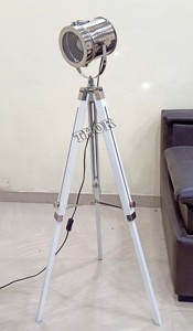 โคมไฟสปอตไลท์ตั้งพื้นทรงกลมสไตล์วินเทจพร้อมฐาน LED E27โคมไฟโครเมียมขัดเงาปรับได้สำหรับห้องนั่งเล่นหรือสำนักงานตกแต่ง - Product Image 5