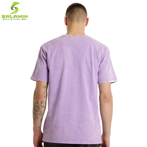 Venta al por mayor 250gsm Oversized Acid Wash Knit Tee Hombres camiseta lisa en blanco - Product Image 4