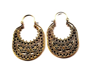 Boucles d'oreilles créoles en laiton bohème à la mode pour femmes et filles prix de gros pour vêtements de fête - Product Image 2