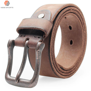 Cinturón unisex de metal con hebilla lisa – Cinturón de cuero vacuno sólido para hombres y mujeres, cinturón de moda con diseño de agujeros elegantes - Product Image 5