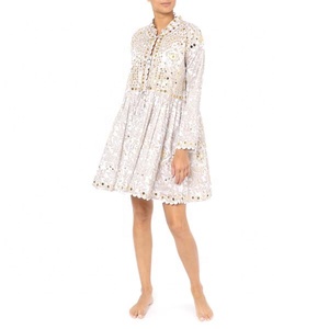 Bohemian Floral Embroidery Lace Eco-Friendly Sequined 100% Cotton Mini Dress O-Neck Sleeveless Loose Summer Women's Plus Size - Product Image 5