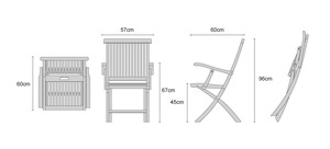Teak Wood Durable Folding Garden <b>Chair</b> with Armrests <b>Rustic</b> Outdoor Furniture Tapered Leg Design - Product Image 2