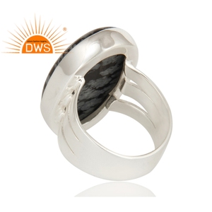 Fournisseur de bagues pour femmes en argent sterling 925, bijoux en obsidienne flocon de neige naturelle, grossiste en bijoux - Product Image 3