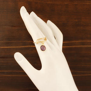 8mm Violet Améthyste Quartz Minimaliste Gemstone Anneau Réglable En Laiton Plaqué Or Lunette Réglage Femmes Bijoux Anneau Cadeau pour Elle - Product Image 4