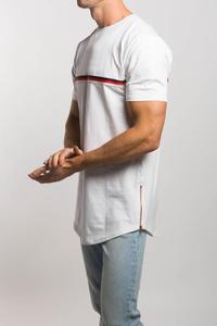 T-shirts pour hommes, style décontracté, hip-hop, coupe musclée, ourlet incurvé, coton blanc, popeline tricotée, logo imprimé personnalisé - Product Image 4